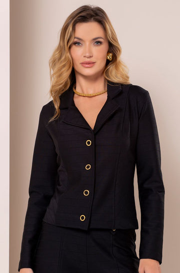 ONE UP - Blazer Herve Black Botão Aramado